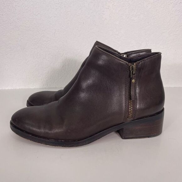 Cole Haan Brown Leather Zipper Side Ankle Booties - Picture 1 of 9